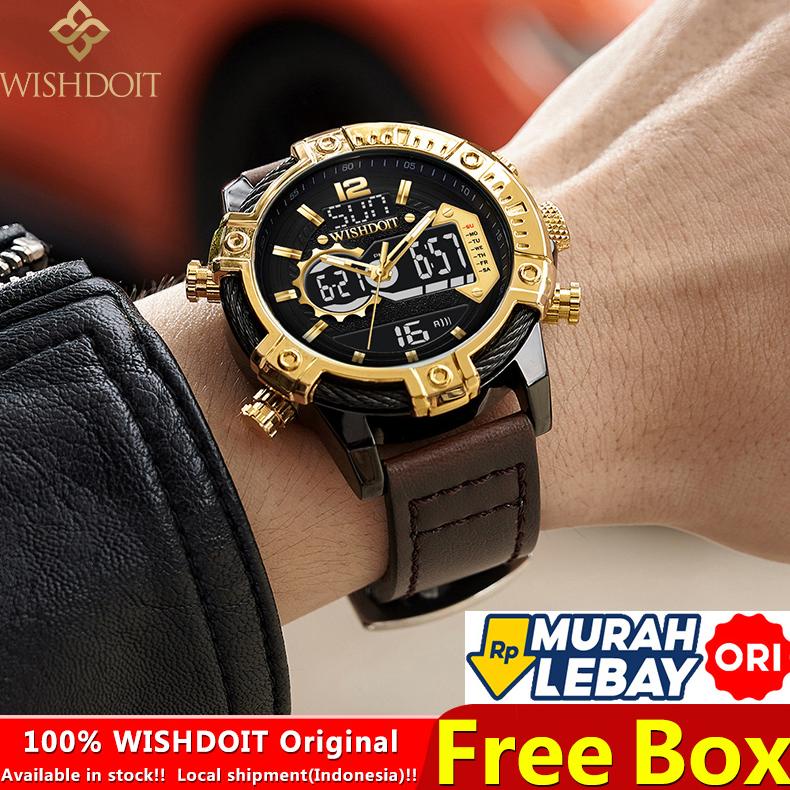 COD WISHDOIT Jam Tangan Pria Anti Air Original Terbaru Laki Laki Anak Tahan Air Tali Kulit Lelaki Ja