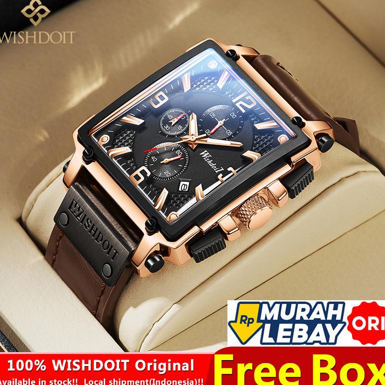 COD WISHDOIT Jam Tangan Pria Anti Air Original Terbaru Laki Laki Anak Tahan Air Tali Kulit Lelaki Ja