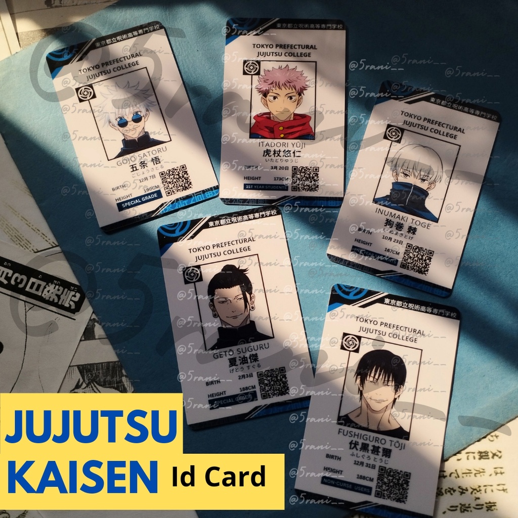 Id card anime JUJUTSU kaisen manga manhwa