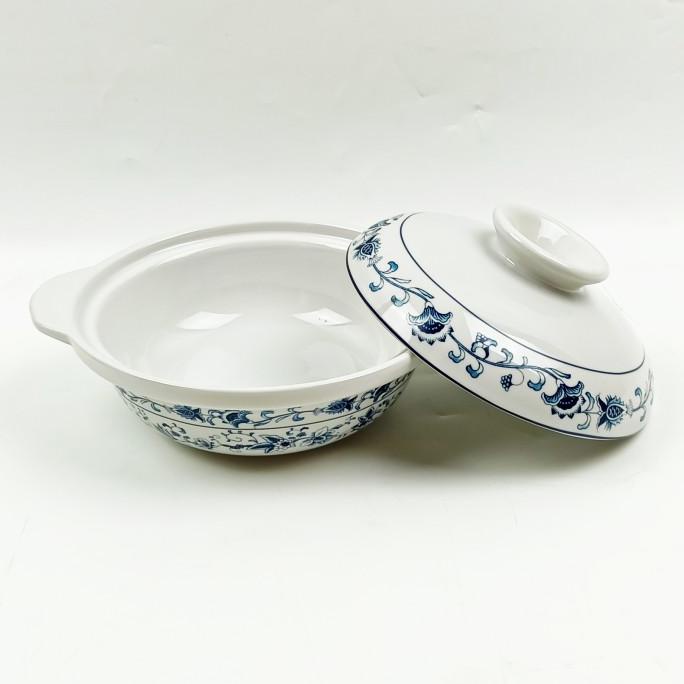 Mangkok Sayur Keramik Saji plus Tutup Motif Ming 1 Set