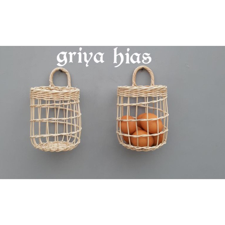 ￣ Pj keranjang rotan /  cover pot gantung mini / keranjang telur /   tempat bawang / tempat bumbu / 