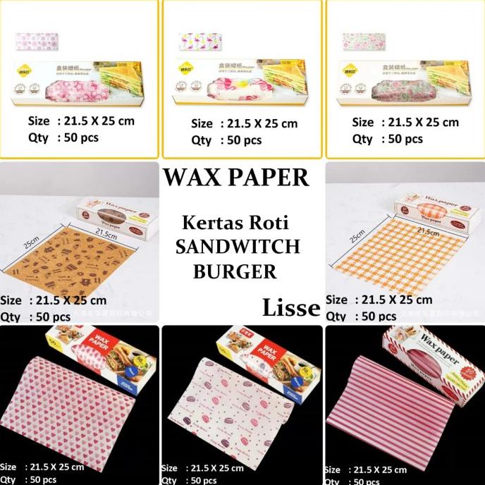 

New Wax Paper Wrapper Bungkus Makanan Wax Paper Sandwich Burger Roti Nasi