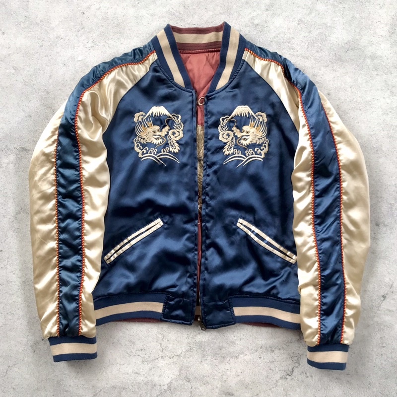 Vintage Sukajan Byakko Twin Ryu Reversible Embroidery