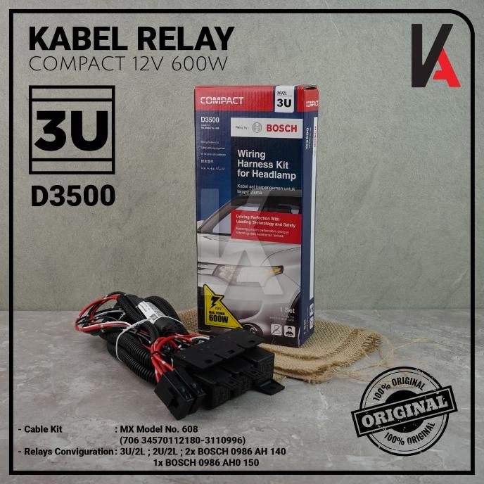 KABEL RELAY SET BOSCH LAMPU DEPAN HEADLAMP H4 MOBIL 3 RELAY ORIGINAL