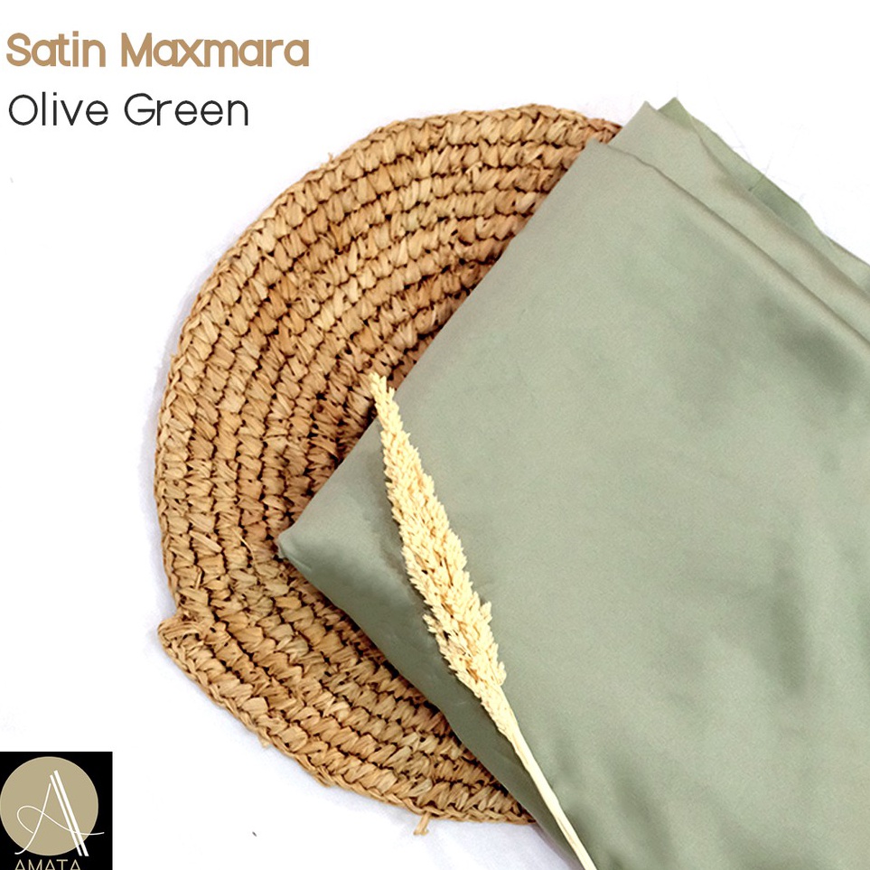 Terlaku... 1/2 meter Kain Satin Maxmara / Sateen Velvet Premium Olive Green / Sage Green