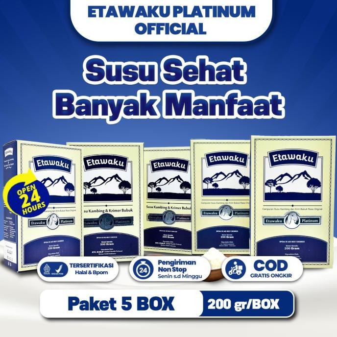 

Etawaku Platinum Paket 5 Box - Susu Kambing Murni + Krimer Bubuk