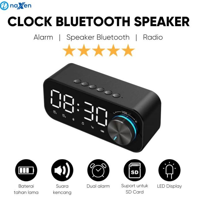 Speaker Bluetooth Naxen B126 Jam Alarm Clock LED Display with FM Radio