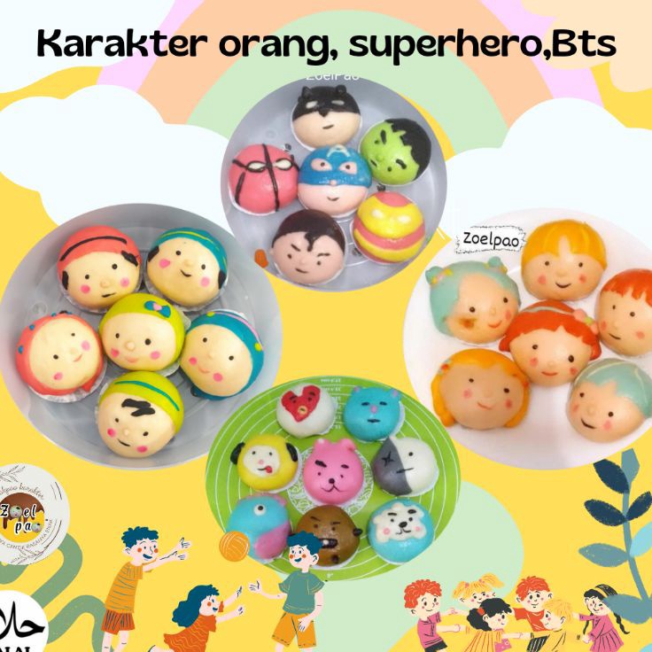 

✫Kirim Langsung↕ SBIZD Bakpao Karakter Frozen Zoelpao, Edisi karakter Orang/BTS/superhero Halal, Isi 6 S72 Terkini