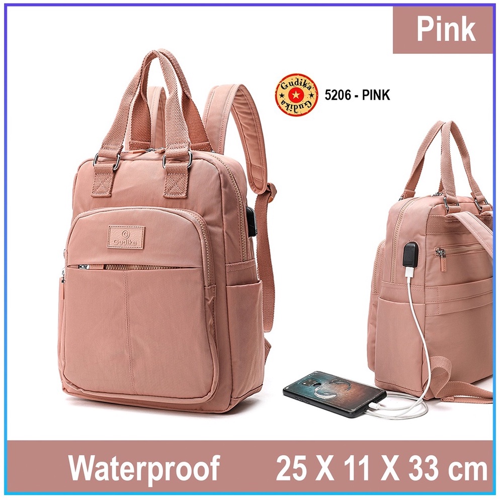 RECOMENDED. GUDIKA 5206 - Tas Ransel Laptop Wanita Kekinian Import Original Terbaru Bahan Nilon Wate