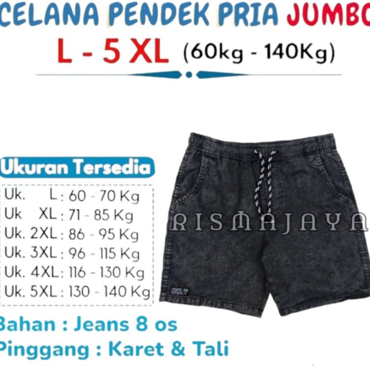 ➝Kirim Langsung✭ 7BW8P ( 60 - 130 KG ) CELANA JUMBO PRIA DEWASA / CELANA JEANS PENDEK PRIA BIG SIZE 