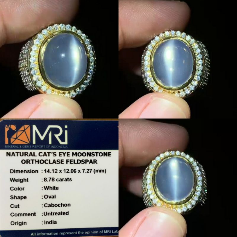 CINCIN BATU PERMATA NATURAL CAT'S EYE MOONSTONE ORTHOCLASE