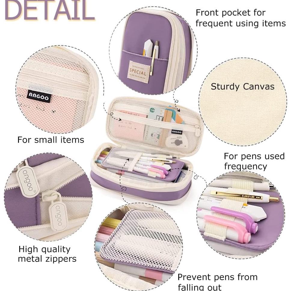 

8.8 Angoo Kawaii Pencil Cases Large Capacity Pencil Bag Pouch Holder Box For Girls Office Student Stationery Organizer School Supplies Grosir !!