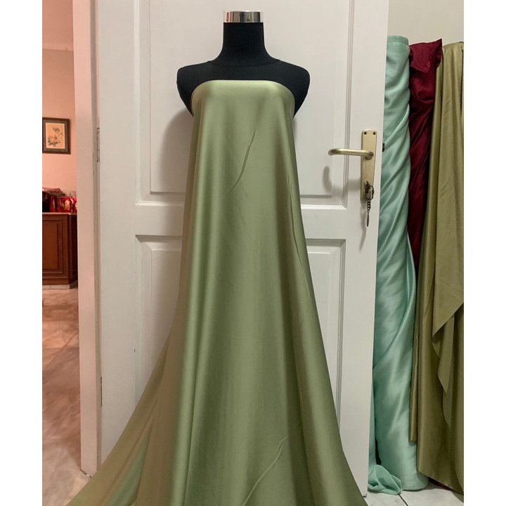 ↔✢❅ Bahan Kain Satin Armani Silk Original Warna Sage Green Hijau Sage Best Seller