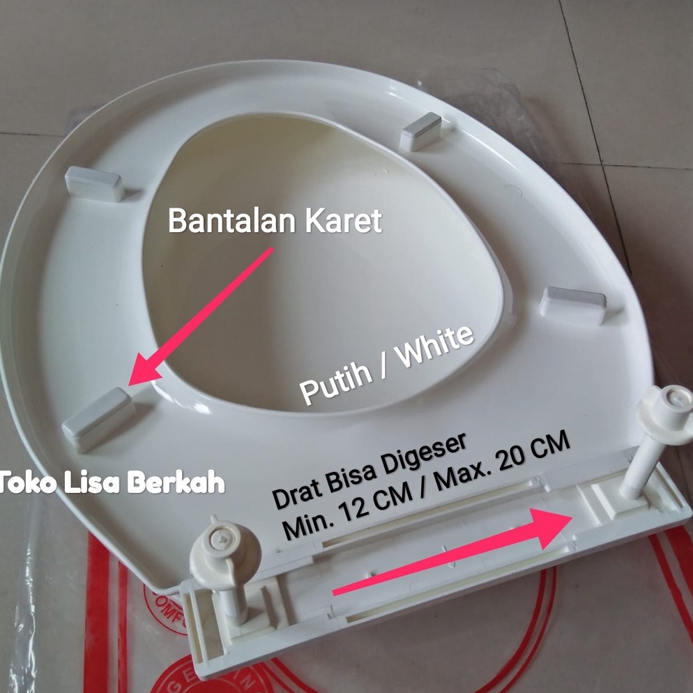 Rekomendasi.. Tutup Closet Duduk / Toilet Cover Universal Dan Bantalan Karet Model Toto