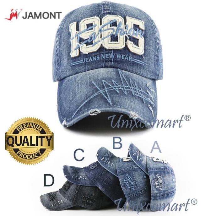 New Jamont 1985 Fashion Jeans Topi Baseball Hat Casual Sport Pria Wanita Original