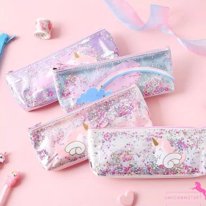 

```````] Tempat Pensil Kotak Tepak Unicorn Anak Perempuan Alat Tulis Glitter