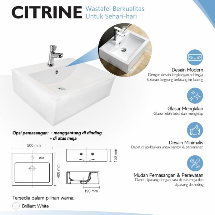 ><><><] wastafel citrine bs gantung / duduk meja
