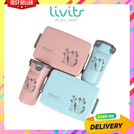 Lunch Box Set Anak Sekolah Paper Stainless Steel 1 Anti Tumpah Wadah Nasi Tahan Panas Lunchbox Laki 