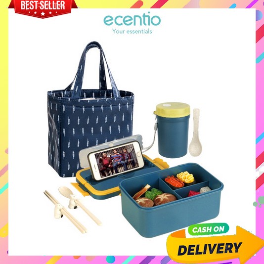Lunch Box Set Anak Sekolah Paper Stainless Steel 1 Anti Tumpah Satu Set Bekel Skolah Lunchbok Bekele