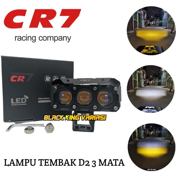 Lampu Sorot Tembak Laser Mobil Motor Tembak LED SQL 3 Mata CR7