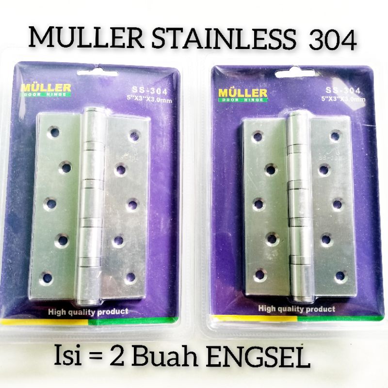 Engsel Pintu Sus 304 MULLER [ isi 2 buah] - Engsel stainless Muller 4inch dan 5inch
