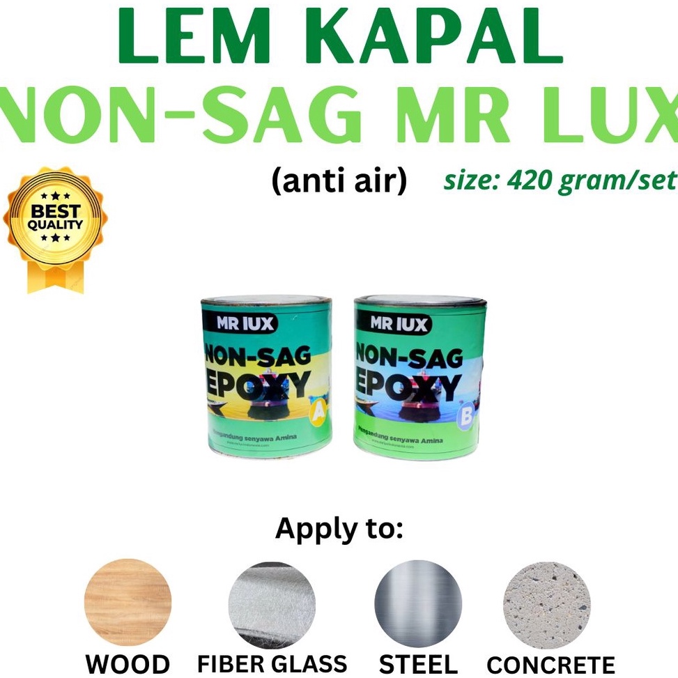 

Best Seller.. Lem EPOXY NON SAG MR LUX Kemasan 420 Gram per Set 85