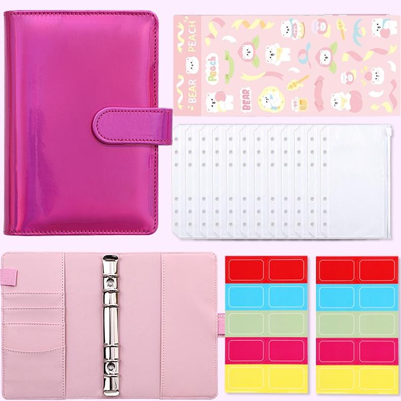 

8.8 [Discount] A6 Laser Binder Notebook Planner Amplop Uang Kertas Penyimpanan Buku Dengan 12 Pcs Ritsleting Folder 20 Pcs Label Stiker Alat Tulis Pu Leather 6 Rings A6 Binder Budget Cash Envelope, Travel Journal Planner New !!