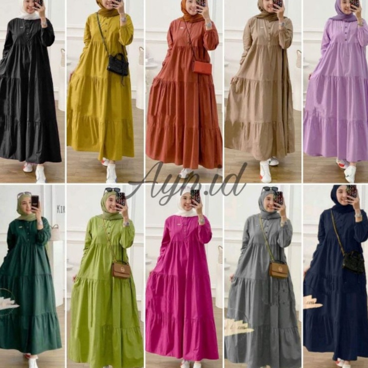 Terbaru❅ I9LAT BAJU GAMIS KIRANIA// DASTER MIDI DRESS SUSUN POLOS// MAXI WANITA KEKINIAN// DRESS JUM