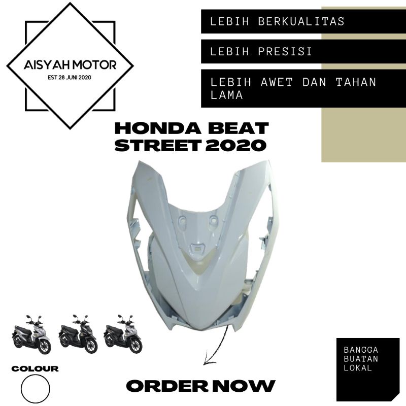 Cover Dasi Tameng Honda Beat Street Deluxe Warna Putih Tahun 2020