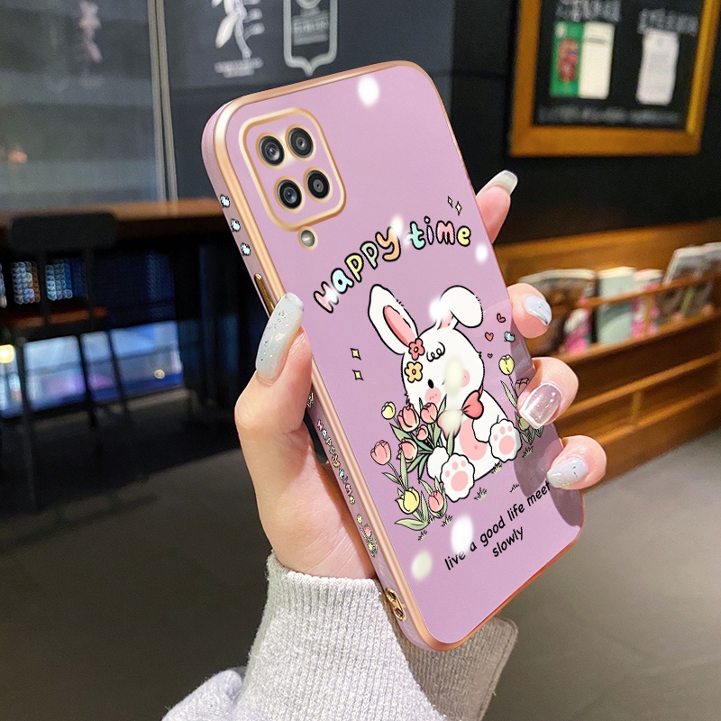 Case Ponsel untuk Samsung A12 5G M12 F12 A11 M11 Case waktu bahagia pola softcase kelinci cangkang p