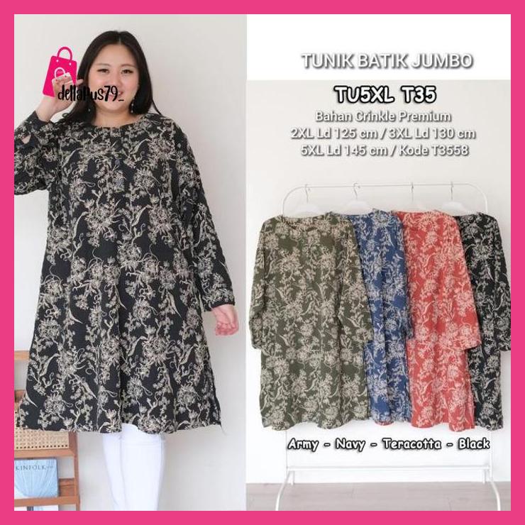 Tunik Jumbo 5XL TU5XL Baju Atasan Wanita Muslim Kemeja Panjang Busui dellapus79_