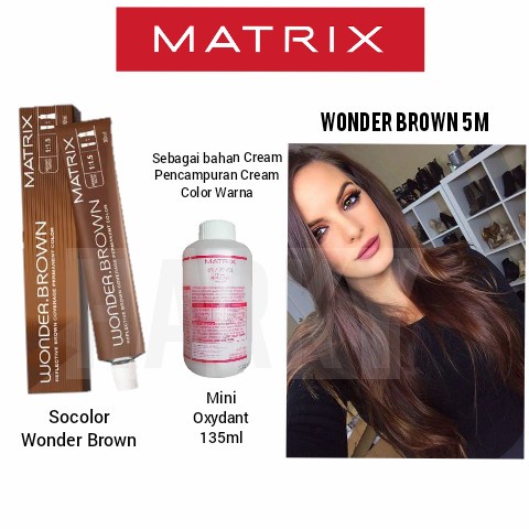 Cat Rambut Matrix Wonder Brown WB-5M + Oxydant 135ml, 1paket