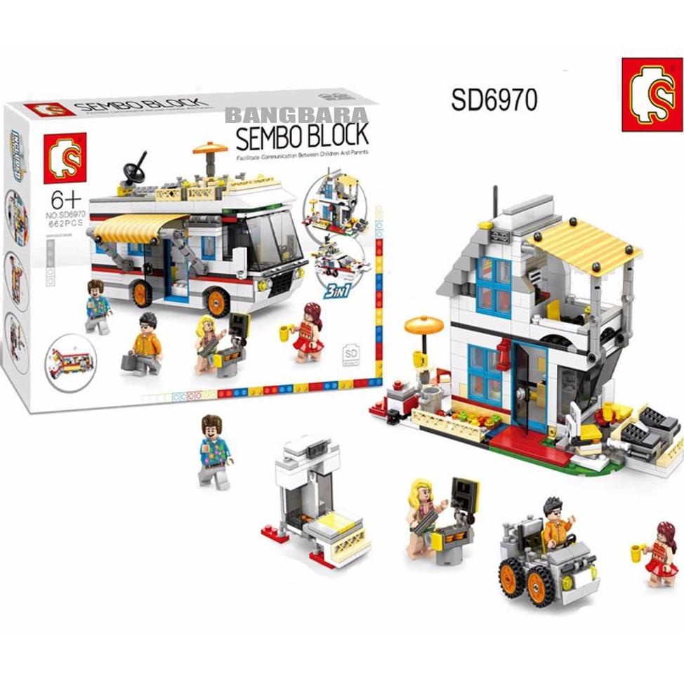 Brick Sembo Block Sd 6970 3 In 1 Blocks 662Pcs