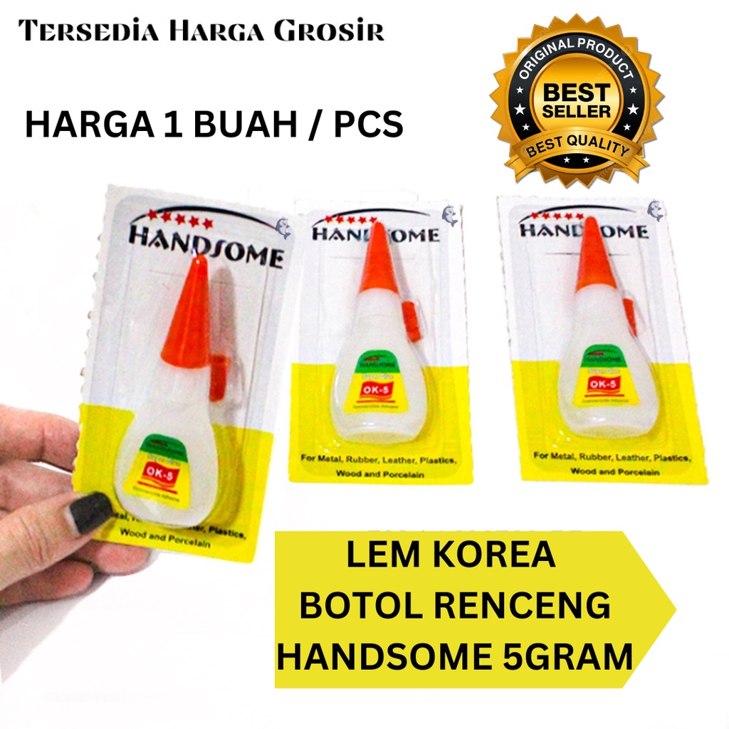 

Lem Korea Botol Renceng 5 gr Handsome Super Glue Cair Tetes Serbaguna