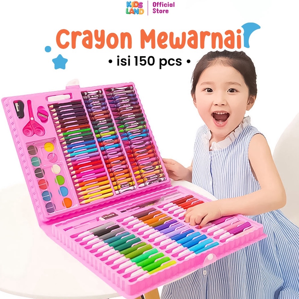 

[MKZ44] Krayon Anak Set Koper 150 in 1 Crayon Full Alat Melukis Mewarnai Set KIDS LAND Laris