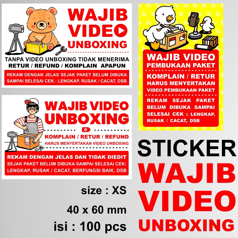 

TLTB2436㊕ STICKER WAJIB VIDEO UNBOXING (100 pcs) size XS 4x6 cm ㊭