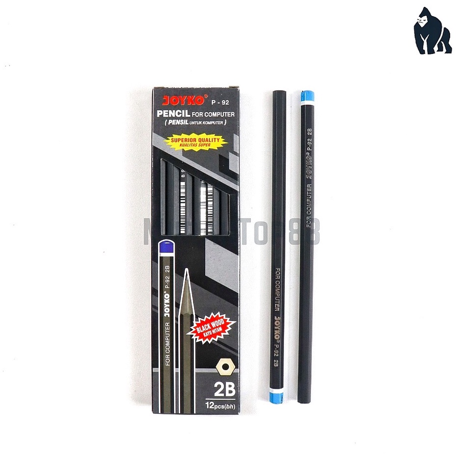 

FSPZ2338㊨ Pencil 2B Joyko P-92 / Pensil Kayu Hitam Komputer Ujian Lusinan Grosir [1 BOX isi 12 PCS] ㊗