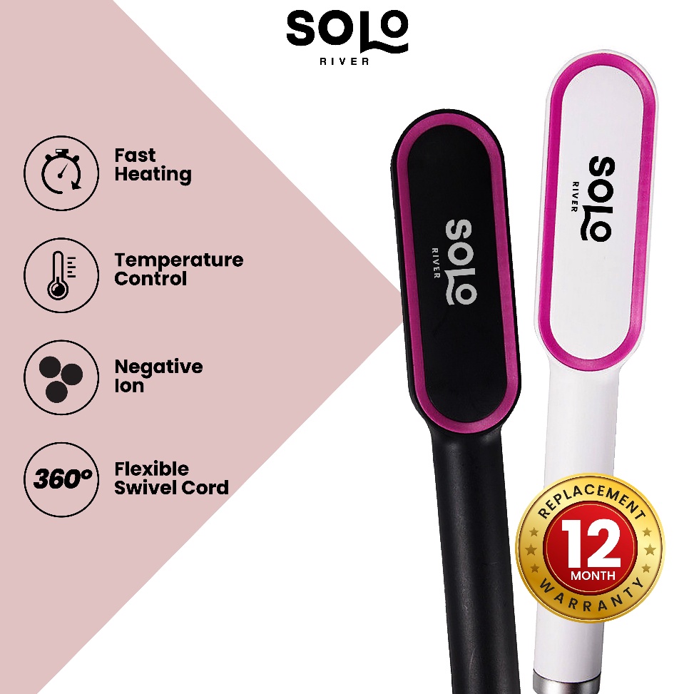 Ready.. SOLO RIVER Catokan Sisir Pelurus Rambut Elektrik Hair Straightener Curler Sisir Catokan