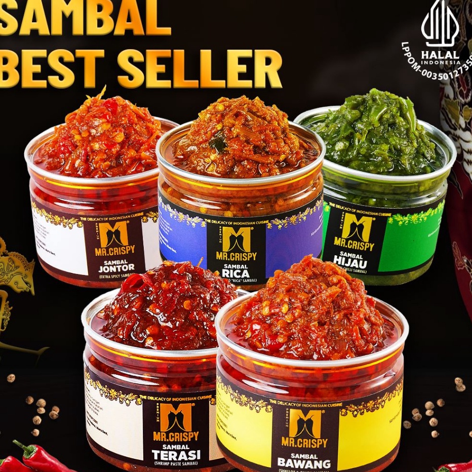 

☋➔✰✪ Sambal Bawang/Terasi/Jontor/Hijau/Rica Sambel Mr.Crispy Ready Stock