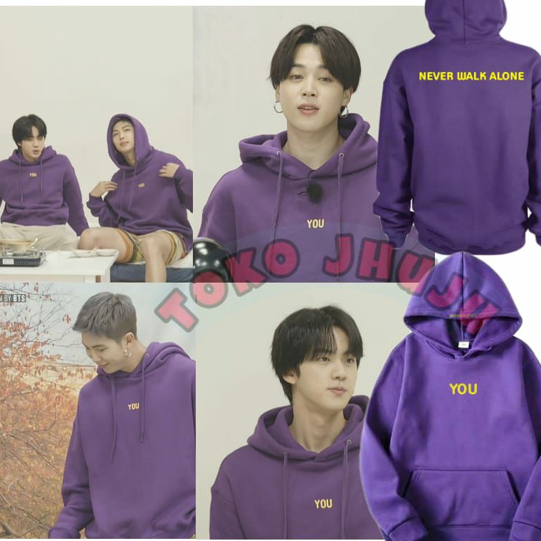 TERMURAH. Hoodie Jumper BTS Made by Jimin You Never Walk Alone Seven with you sablon kuning