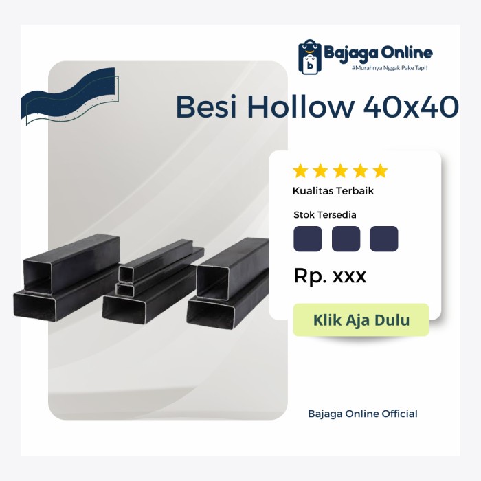 BESI HOLLOW HITAM 40 x 40 - BESI HOLLO 4x4 TEBAL 1MM