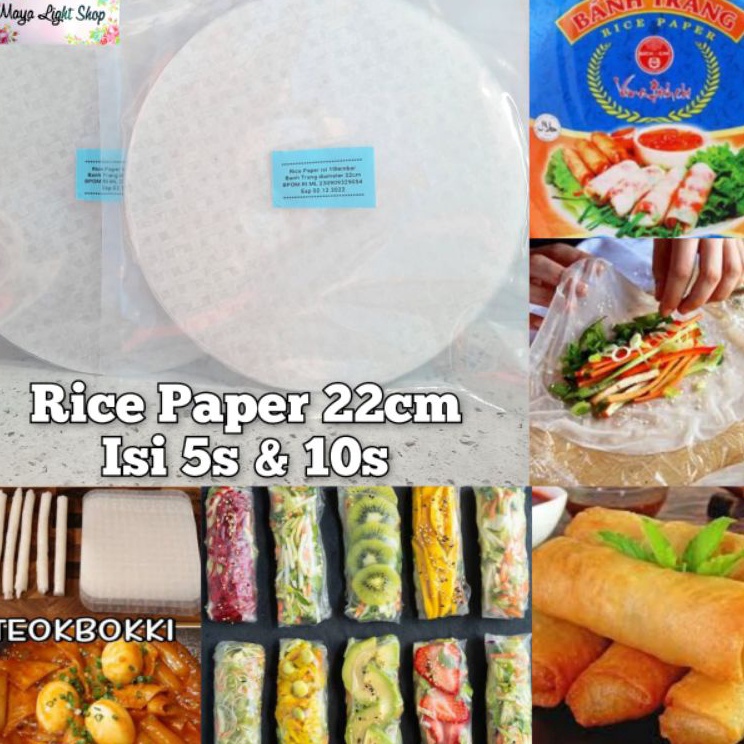 

Free Ongkir/ Rice Paper 10 dan 5 lembar banh trang diameter 22cm ricepaper salad kulit lumpia vietnam murah halal topoki rice paper murah