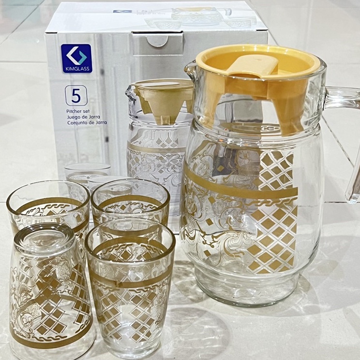 ➧KVF Pitcher 5 in 1 Drink Set Emas Istanbul Kimglass Kaca ✽ ✽ '