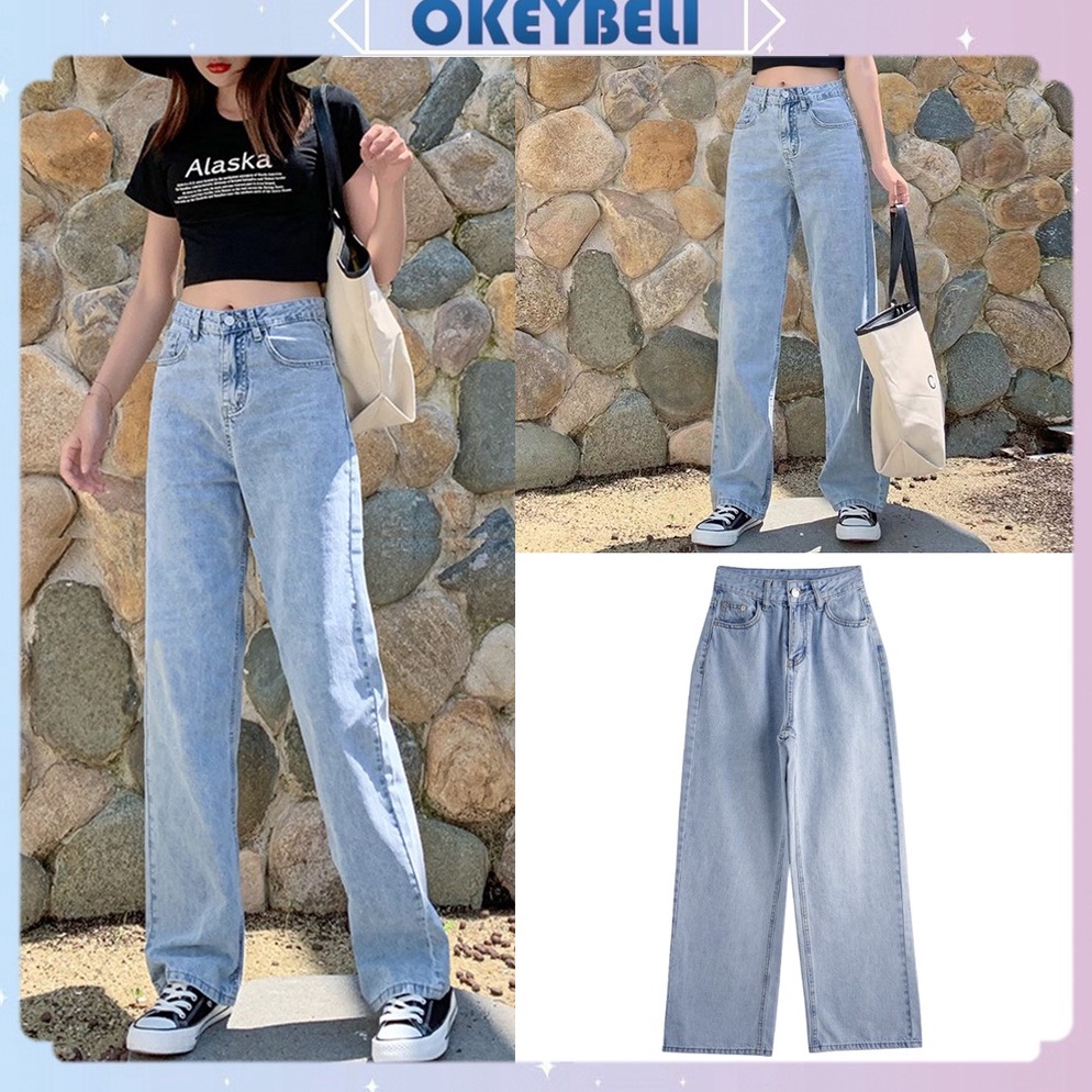 SALE. •OKEY BELI•CPG989 Celana Panjang Jeans Wanita Highwaist Kulot Jeans Wanita Loose
