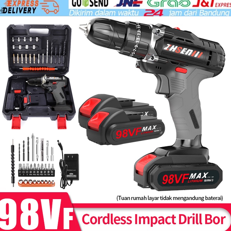 REKOMENDASI. Bor Listrik Bor Tanpa kabel 98V Set Lengkap Mata Bor Cordless Drill Full Set Of Drill B