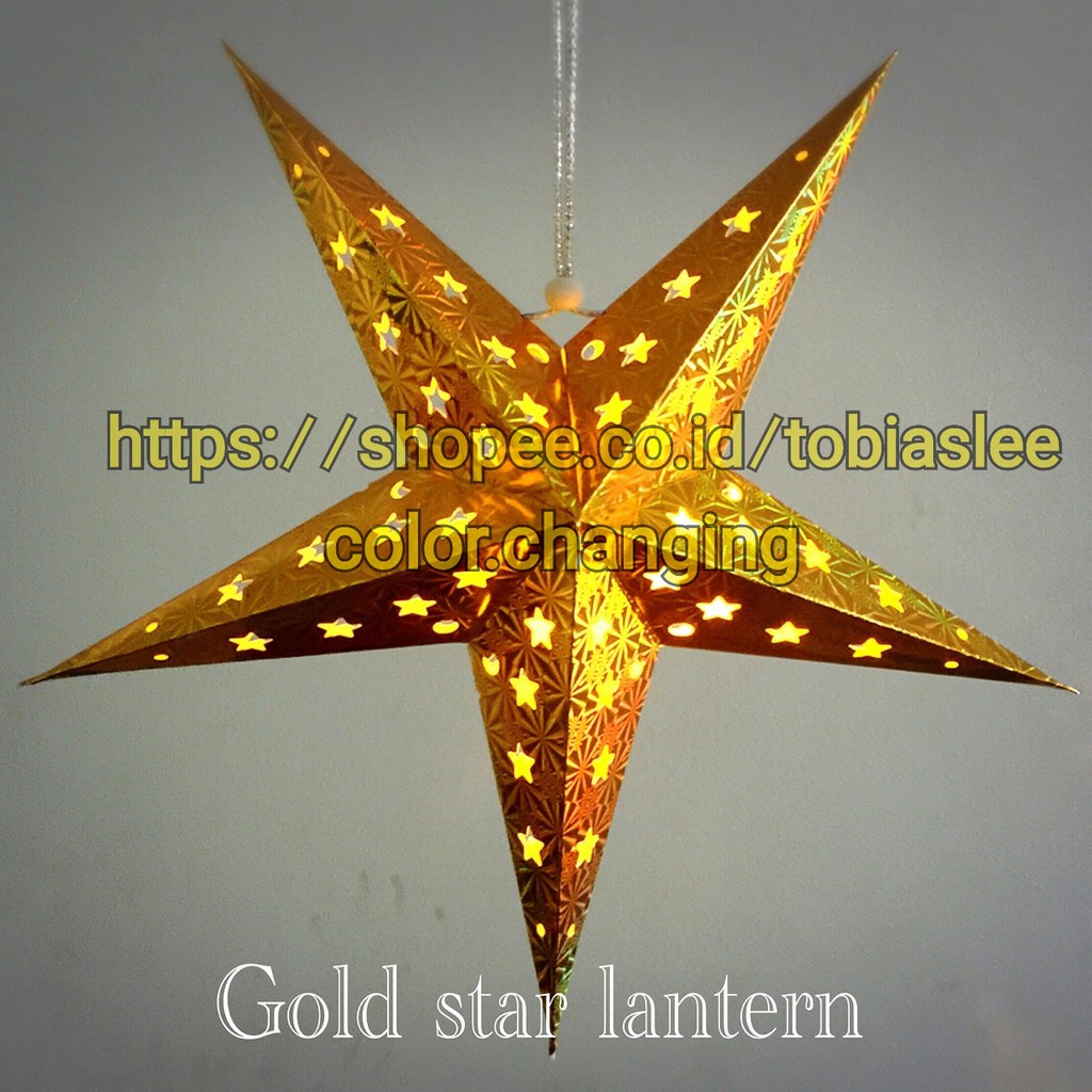 Y27 LAMPION NATAL BINTANG 45 CM HOLOGRAM OUTDOOR DEKORASI MALL CAFE TAMAN UI8