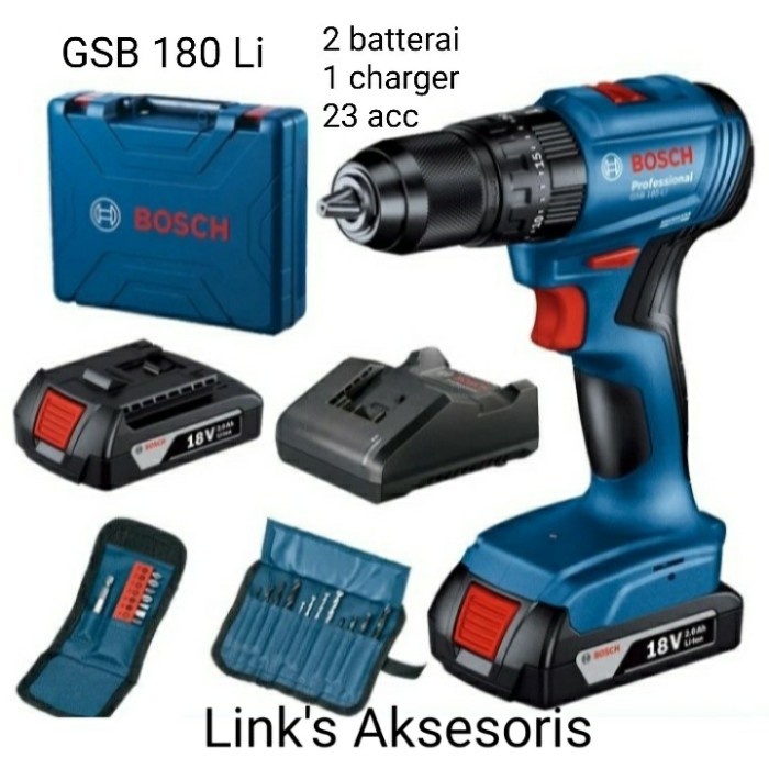 Mesin Bor Tembok Beton Baterai Bosch Gsb 180 Li Gsb 180-Li Driver Dril Terlaris