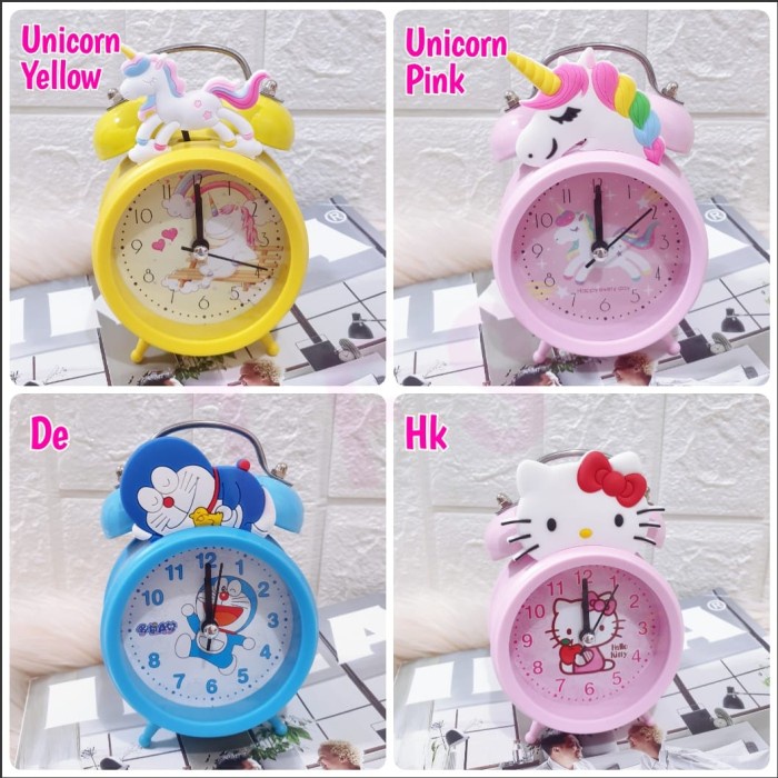 N898U Jam Weker Beker Alarm Kring Motif Anak Perempuan Hello Kitty Mini A9087