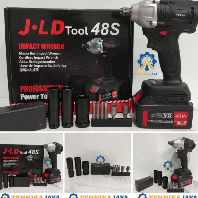 Cordless Brushless Impact Wrench 48Vf Fullset Mesin Bor Serbaguna