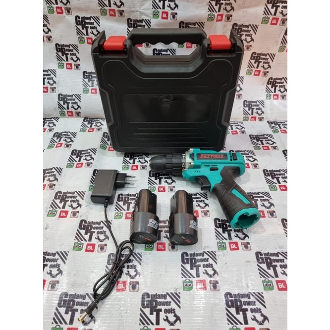 Mesin Bor Baterai Cordless Drill Bor Charger Cas 2 Baterai